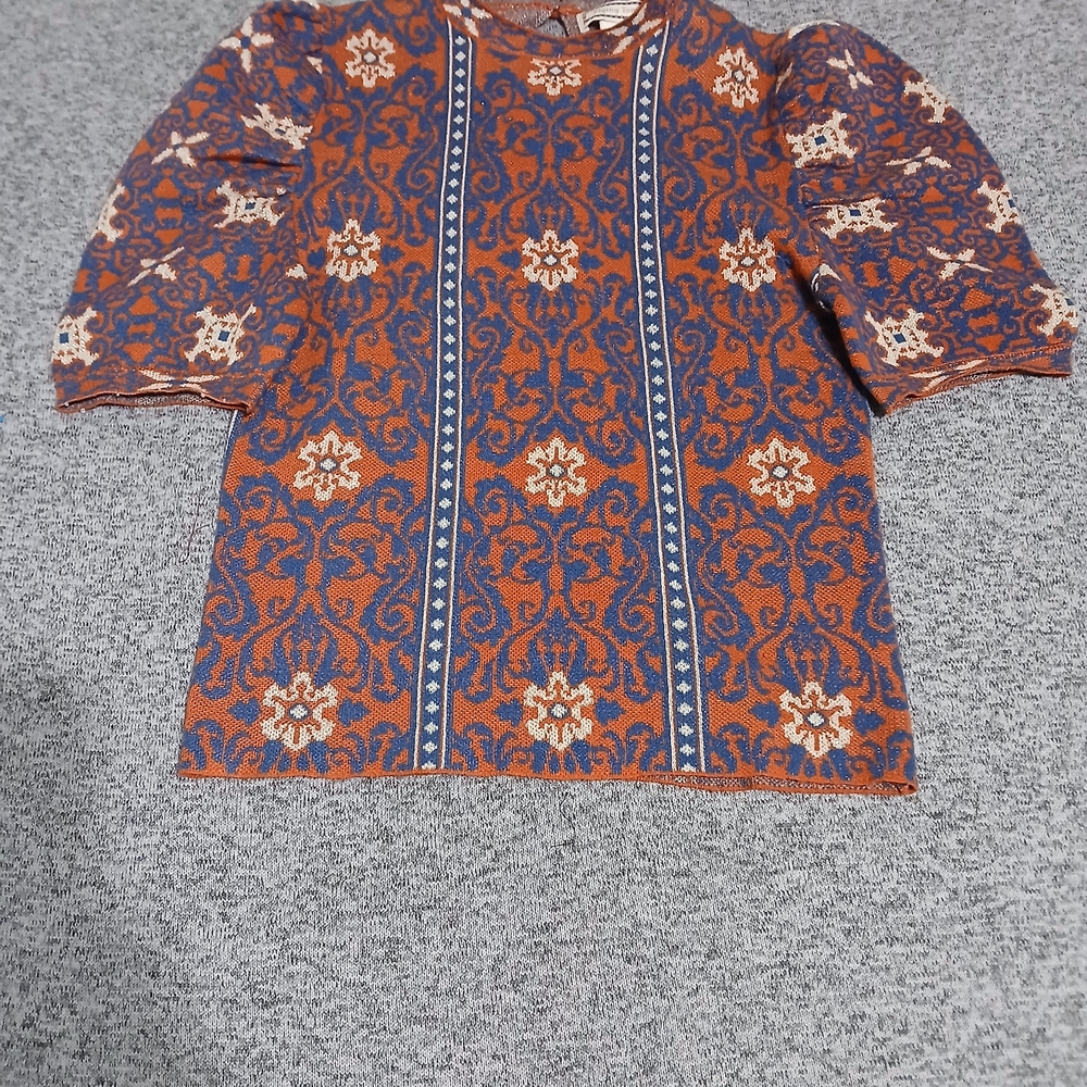 Flying Tomato Orange and Blue Patterned Top